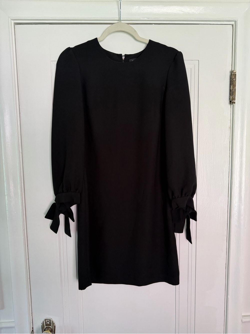 Banana Republic Black Long-Sleeve Shift Dress with Tie Cuffs